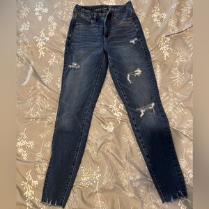 American Eagle Outfitters Dark Wash Distressed Skinny Jeans
